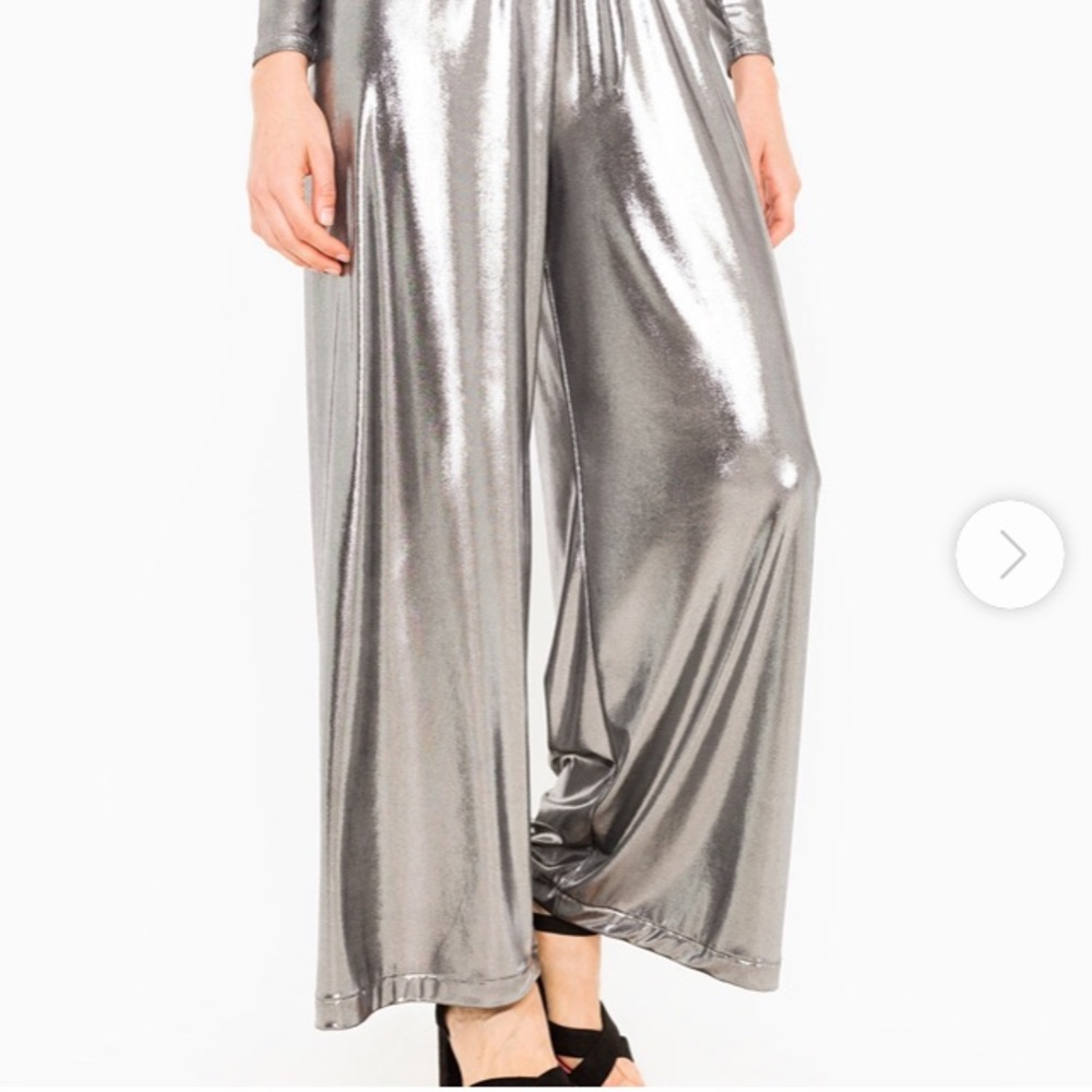 Dark silver wide leg pants
